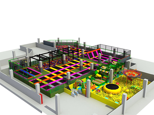 Trampoline park with indoor playground